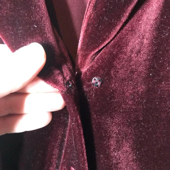 VTG Velvet Maxi Dress Womens M Burgandy Whimsigoth Dark Fairy Academia Victorian - Picture 4 of 8